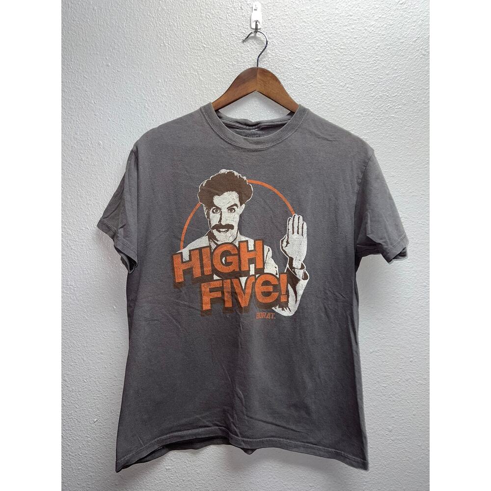 Borat Movie Shirt High Five Promo Promotional Gray Graphic Tee Medium